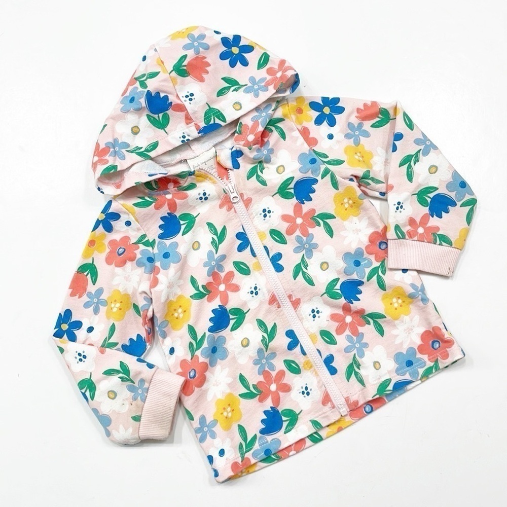 First Impressions baby girls floral print zip up jacket with hood